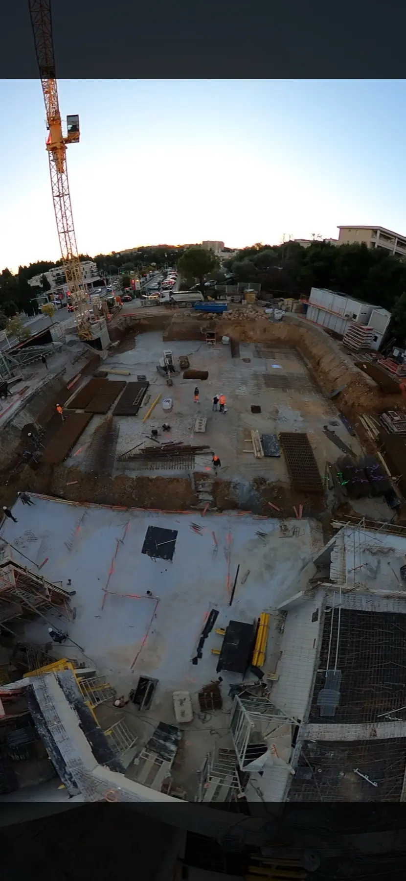Vue du chantier en terrassement pleine masse